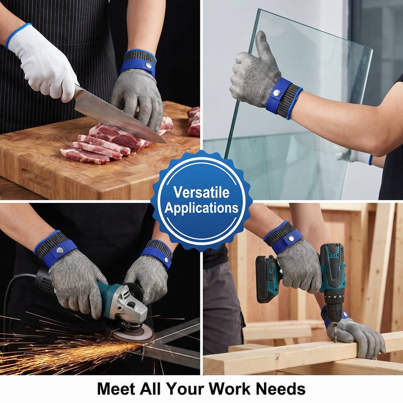 ANSI A9 Cut Resistant Glove for Kitchen & Construction, Food Grade 316 Stainless Steel Mesh Glove - Image 2