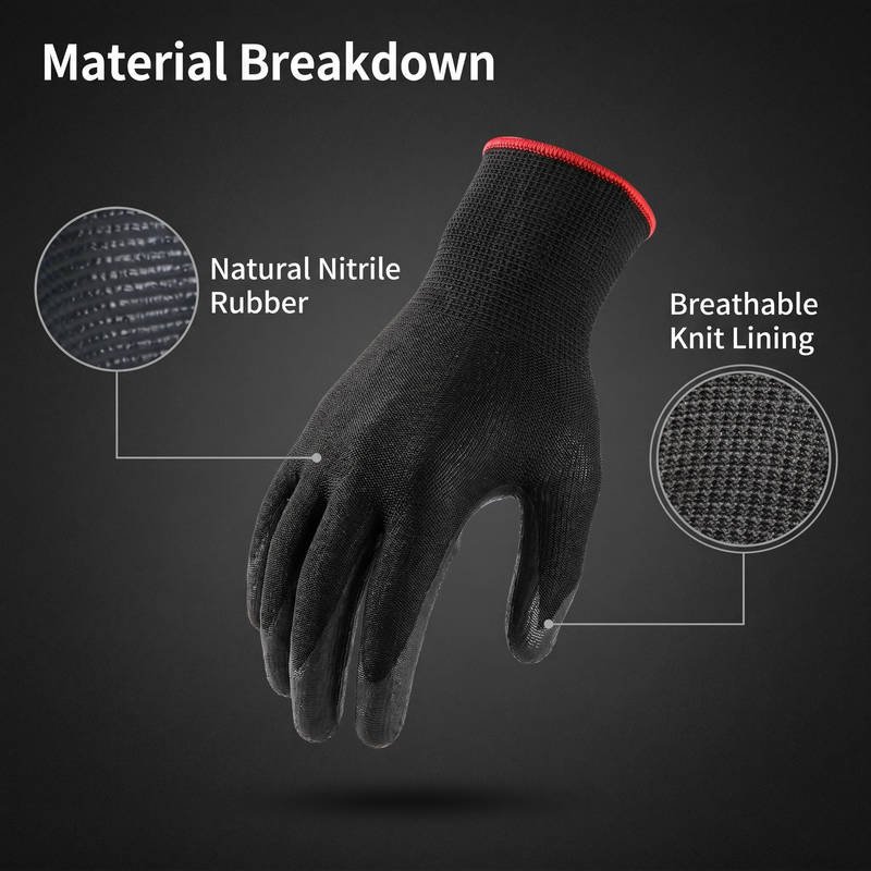 Abrasion Resistant Nitrile Grip Gloves, 13G Seamless Polyester Shell, Ultra Breathable Heavy Duty Construction Safety - Image 3