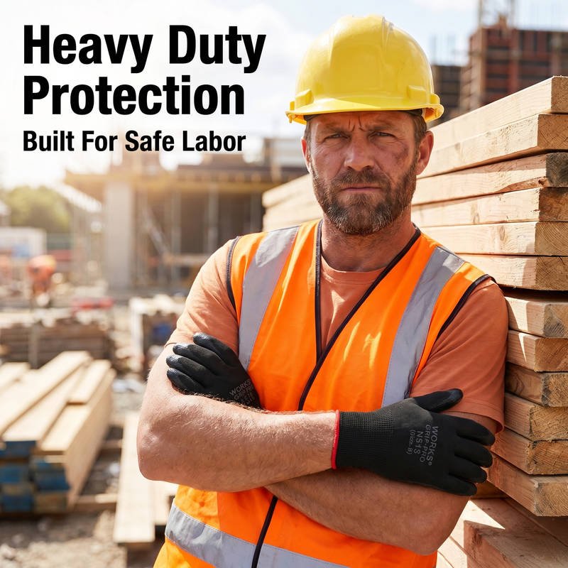 Abrasion Resistant Nitrile Grip Gloves, 13G Seamless Polyester Shell, Ultra Breathable Heavy Duty Construction Safety - Image 4