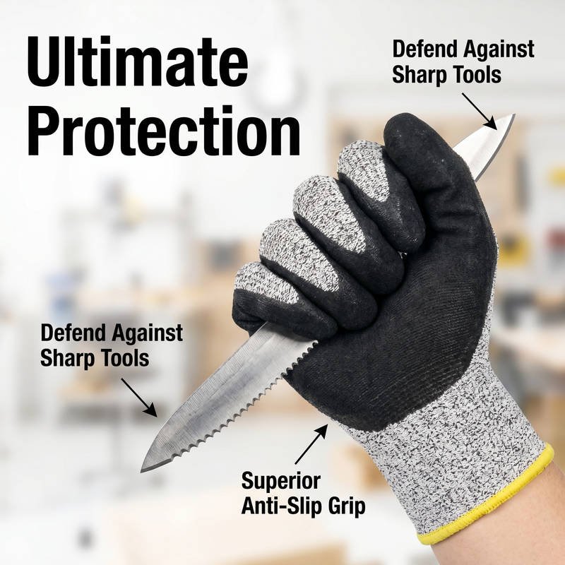 ANSI A5 Cut Resistant Gloves, HPPE Foam Nitrile Coated Work Gloves High Dexterity - Image 2