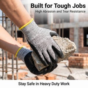 ANSI A5 Cut Resistant Gloves, HPPE Foam Nitrile Coated Work Gloves High Dexterity