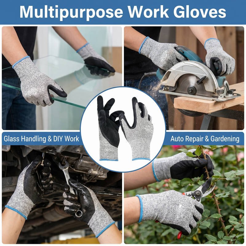 ANSI A5 Cut Resistant Gloves, HPPE Foam Nitrile Coated Work Gloves High Dexterity - Image 5