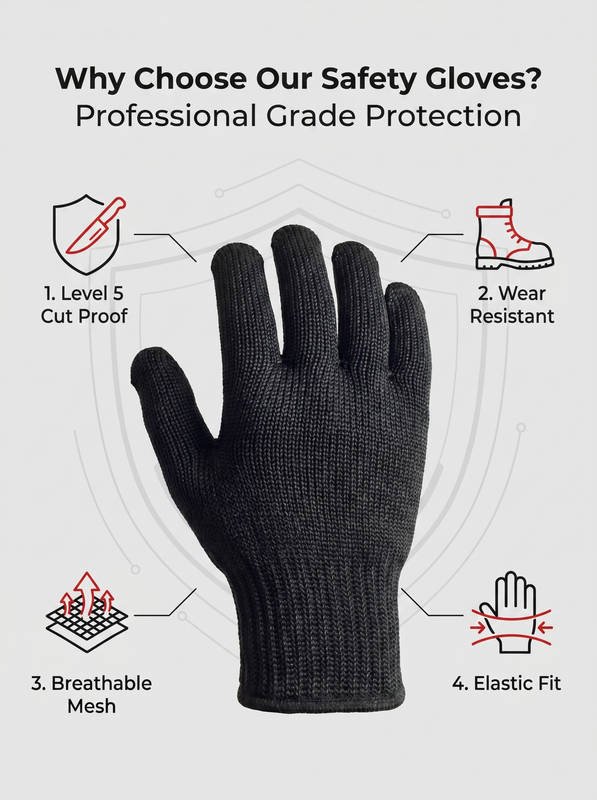 ANSI Cut Level 5 Gloves | Breathable Steel Wire Knit for Maximum Comfort
