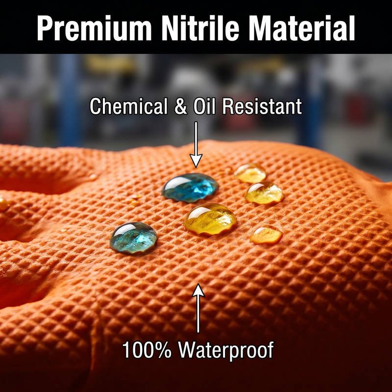 Touchscreen Heavy Duty Nitrile Gloves, Diamond Texture Oil Grip, Chemical Resistant Mechanic Work - Image 3