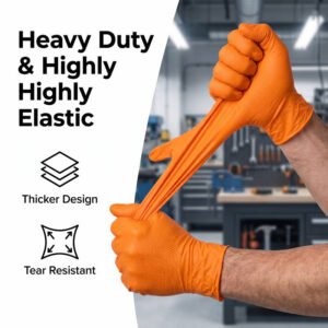 Touchscreen Heavy Duty Nitrile Gloves, Diamond Texture Oil Grip, Chemical Resistant Mechanic Work