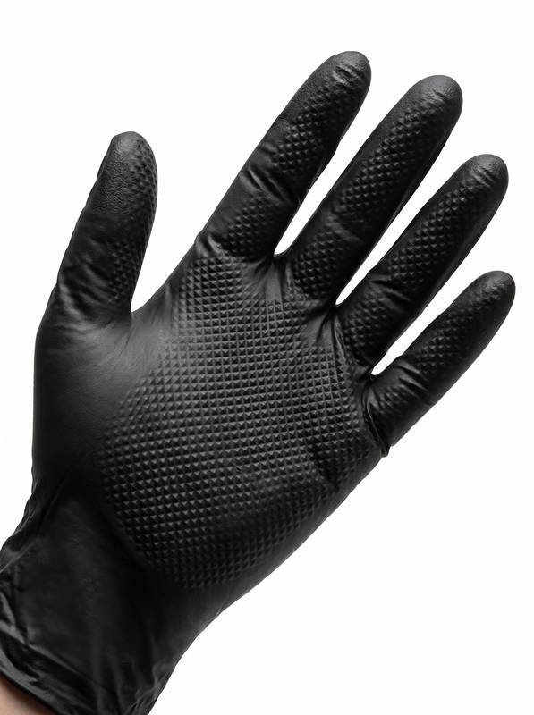 Heavy-Duty 6 Mil Nitrile Gloves, Diamond Texture Grip, Chemical & Oil Resistant Industrial Work Gloves, Mechanic Garage Repair