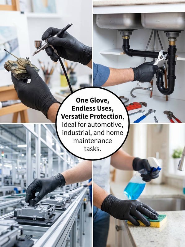 Heavy-Duty 6 Mil Nitrile Gloves, Diamond Texture Grip, Chemical & Oil Resistant Industrial Work Gloves, Mechanic Garage Repair - Image 5
