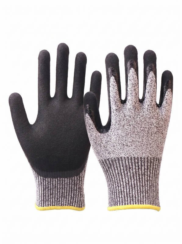 ANSI A5 Cut Resistant Gloves, Double Coated Nitrile Micro-Foam, Oil & Water Proof Grip, Carpentry & Wood Carving - Image 2