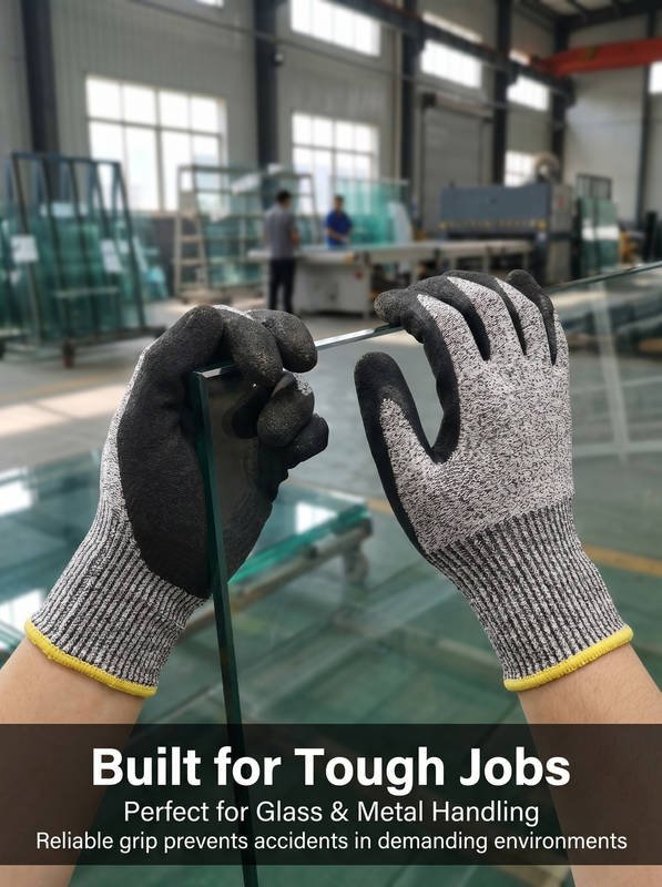 ANSI A5 Cut Resistant Gloves, Double Coated Nitrile Micro-Foam, Oil & Water Proof Grip, Carpentry & Wood Carving - Image 5