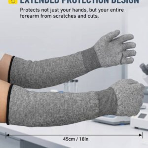 Cut Resistant Arm Sleeves Level 5, HPPE Extended Protective Sleeves Comfort Fit