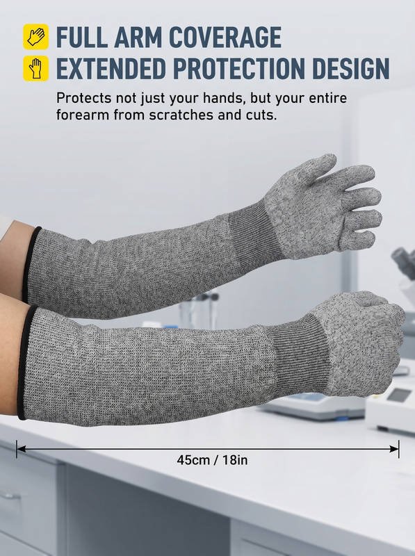 Cut Resistant Arm Sleeves Level 5, HPPE Extended Protective Sleeves Comfort Fit