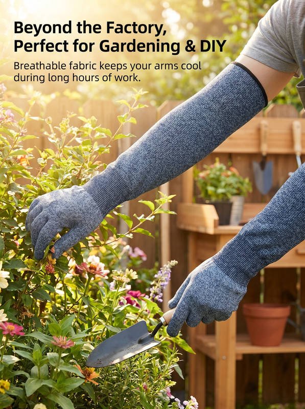 Cut Resistant Arm Sleeves Level 5, HPPE Extended Protective Sleeves Comfort Fit - Image 5