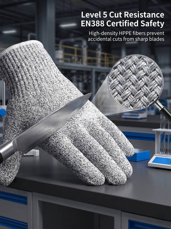 ANSI Level 5 Cut Resistant Gloves | HPPE Food Grade, Breathable for Oyster Shucking & Fish Cutting - Image 2