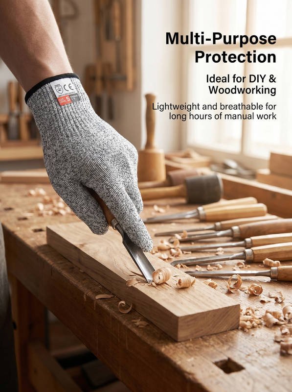 ANSI Level 5 Cut Resistant Gloves | HPPE Food Grade, Breathable for Oyster Shucking & Fish Cutting - Image 5