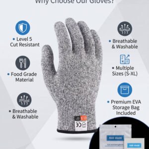 ANSI Level 5 Cut Resistant Gloves | HPPE Food Grade, Breathable for Oyster Shucking & Fish Cutting