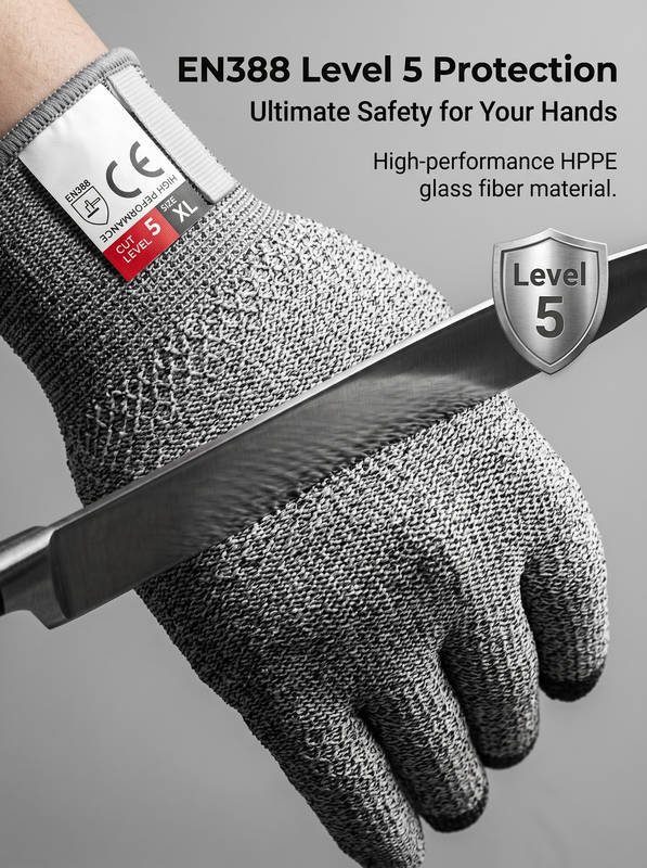 Cut Resistant Gloves Level 5, Touchscreen HPPE Work Gloves Breathable Comfort - Image 3
