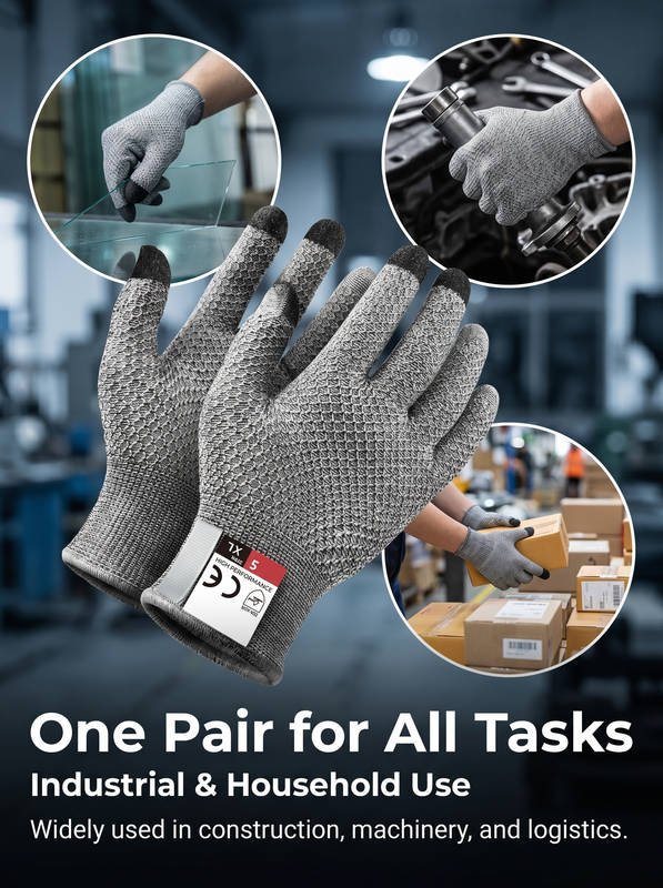 Cut Resistant Gloves Level 5, Touchscreen HPPE Work Gloves Breathable Comfort - Image 5