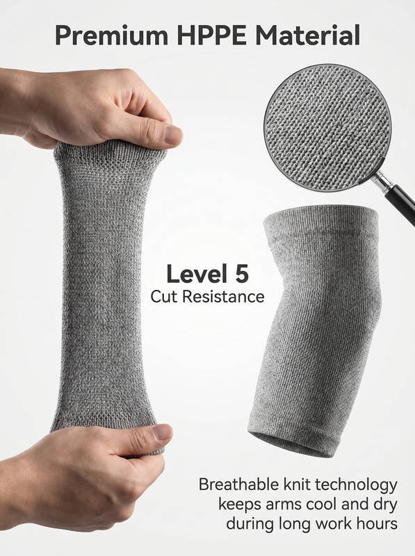 Cut Resistant Arm Sleeves Level 5, HPPE Protective Sleeves Comfortable Fit - Image 3