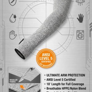 Cut Resistant Arm Sleeves - Level 5 Cut Protection, Breathable & Comfortable