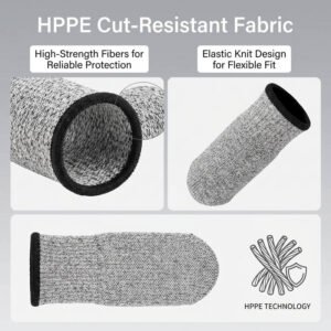 Cut Resistant Finger Sleeves Level 5, HPPE Thumb Protection Comfortable Fit