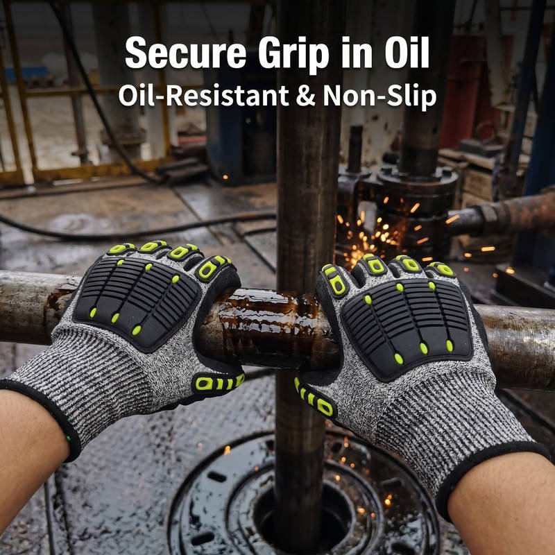 Impact Resistant Cut Protection Gloves, TPR Reinforced Anti-Vibration, Oil Grip for Oilfield & Mining - Image 3