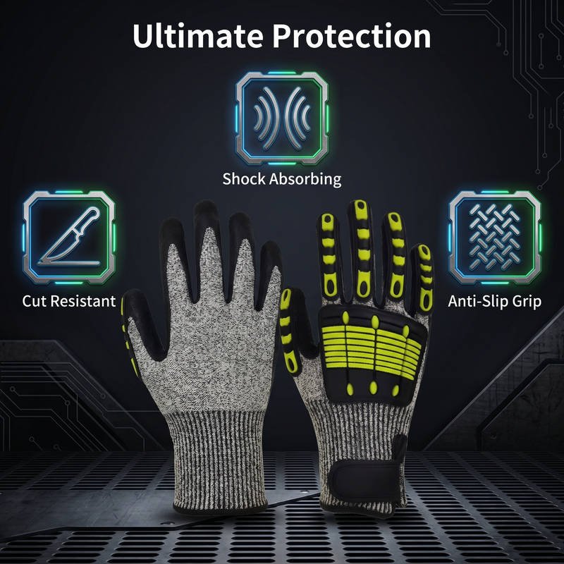 Impact Resistant Cut Protection Gloves, TPR Reinforced Anti-Vibration, Oil Grip for Oilfield & Mining - Image 6