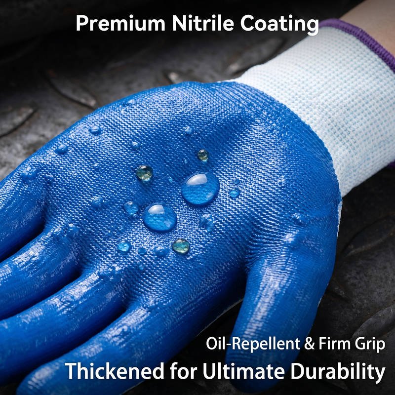 Heavy-Duty Abrasion Resistant Work Gloves - Embossed Nitrile Coated Grip for Construction - Image 3