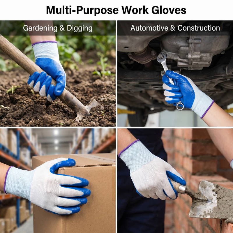 Heavy-Duty Abrasion Resistant Work Gloves - Embossed Nitrile Coated Grip for Construction - Image 6