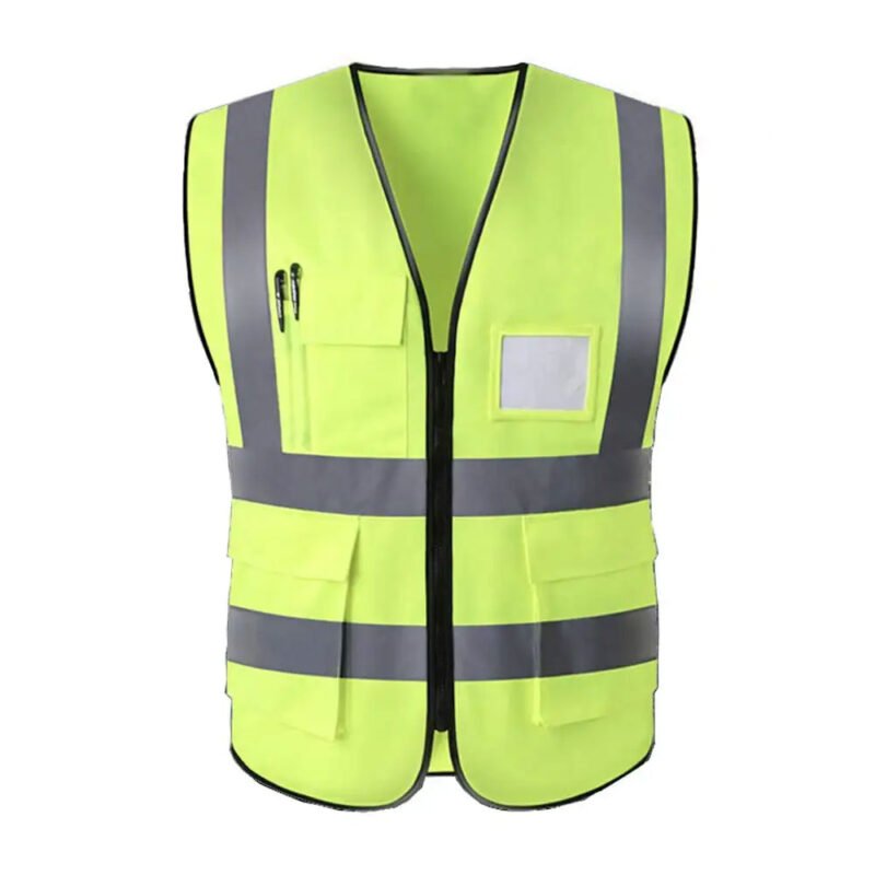Men Hi Vis Vest Reflector Xxxl Construction Industrial Wear 100 Polyester Dark Green Security Safety Vest with Pockets Zipper - Image 7
