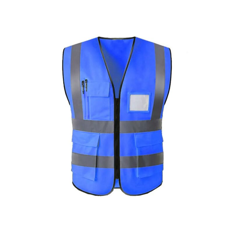 Men Hi Vis Vest Reflector Xxxl Construction Industrial Wear 100 Polyester Dark Green Security Safety Vest with Pockets Zipper - Image 9