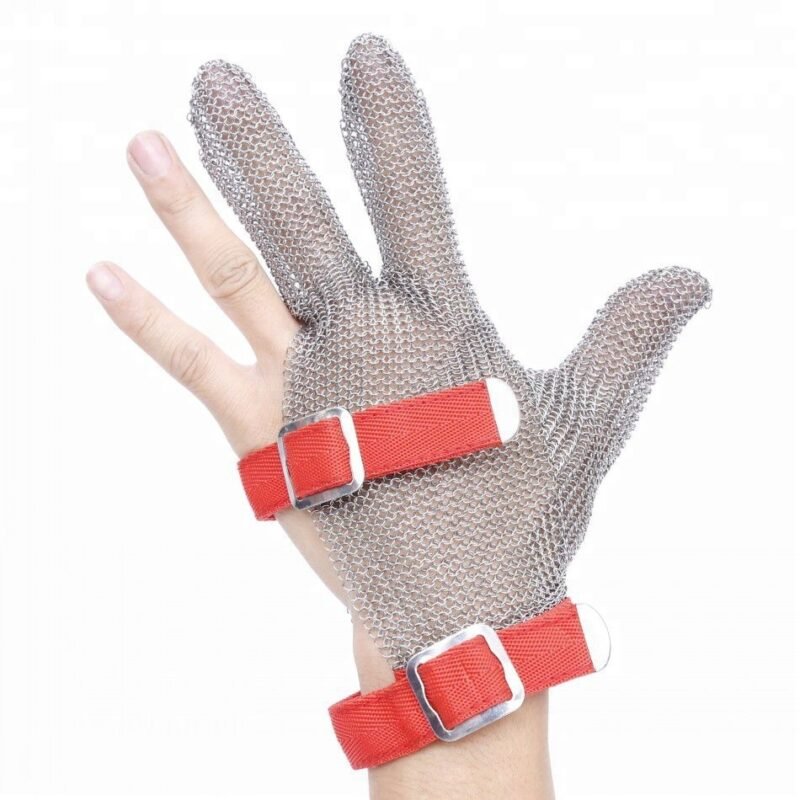Three Finger Stainless Steel Anti Cut Butcher Gloves