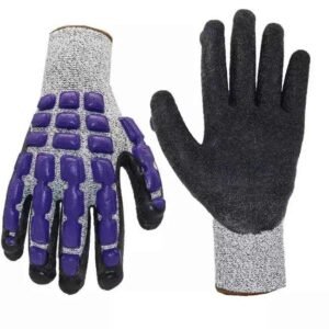 SONICE Wrinkled Nitrile Back Safety Work Glove Cotton Lined Anti-Collision Bead Knitted Impact Resistant CE EN388 Certified