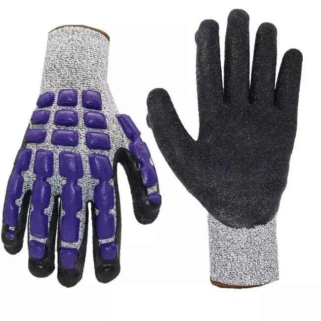 SONICE Wrinkled Nitrile Back Safety Work Glove Cotton Lined Anti-Collision Bead Knitted Impact Resistant CE EN388 Certified