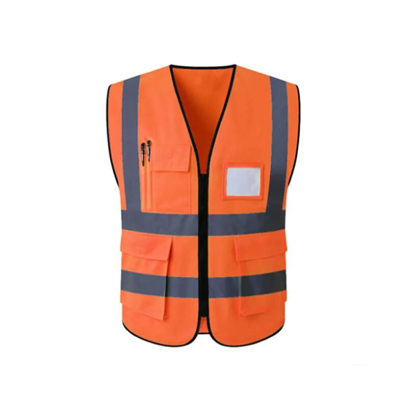 Men Hi Vis Vest Reflector Xxxl Construction Industrial Wear 100 Polyester Dark Green Security Safety Vest with Pockets Zipper - Image 8