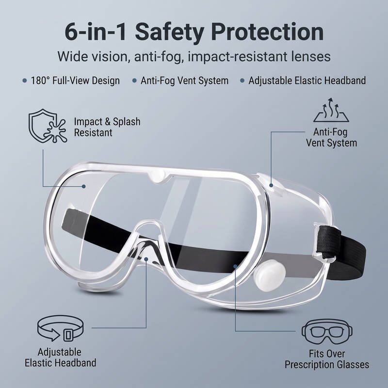 Anti-Fog Impact Safety Goggles ANSI-Level Protection, All-Day Comfort Fit